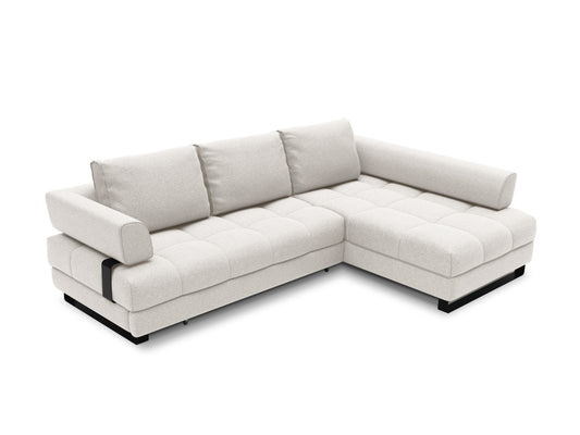 Clinton — Corner Sofa Light Grey (Solid 06) Black Metal Right
