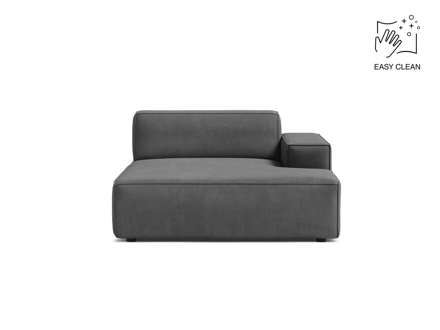 Jodie — Chaise Longue Grey (Venus 2930) Black Plastic Right