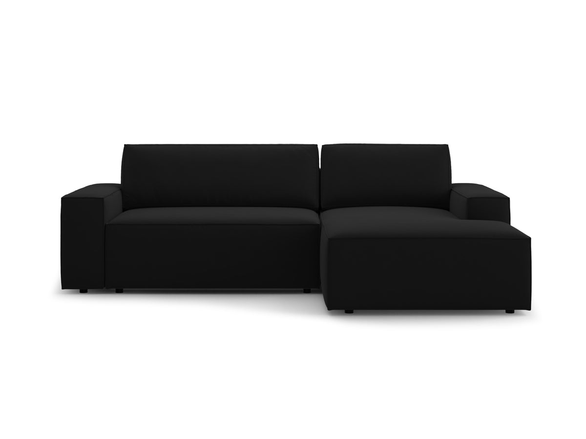 Jodie — Corner Sofa Black (Bluvel 19) Black Plastic Right