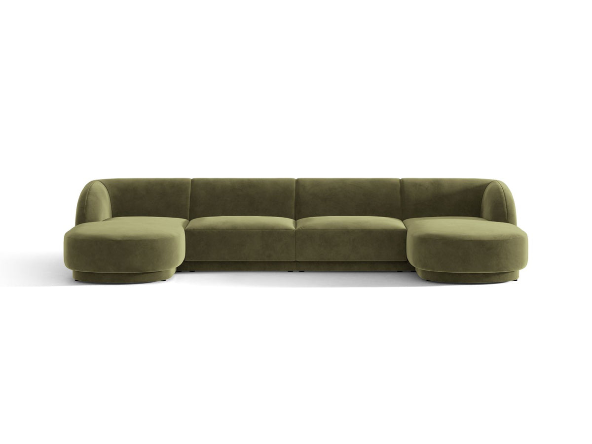 Miley — Panoramic Sofa Green (Bluvel 77) Black Plastic
