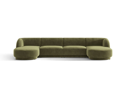 Miley — Panoramic Sofa Green (Bluvel 77) Black Plastic