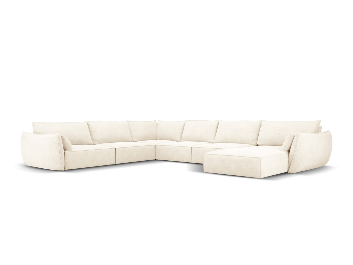 Kaelle — Panoramic Sofa Light Beige (Over The Horizon 03) Black Plastic Left