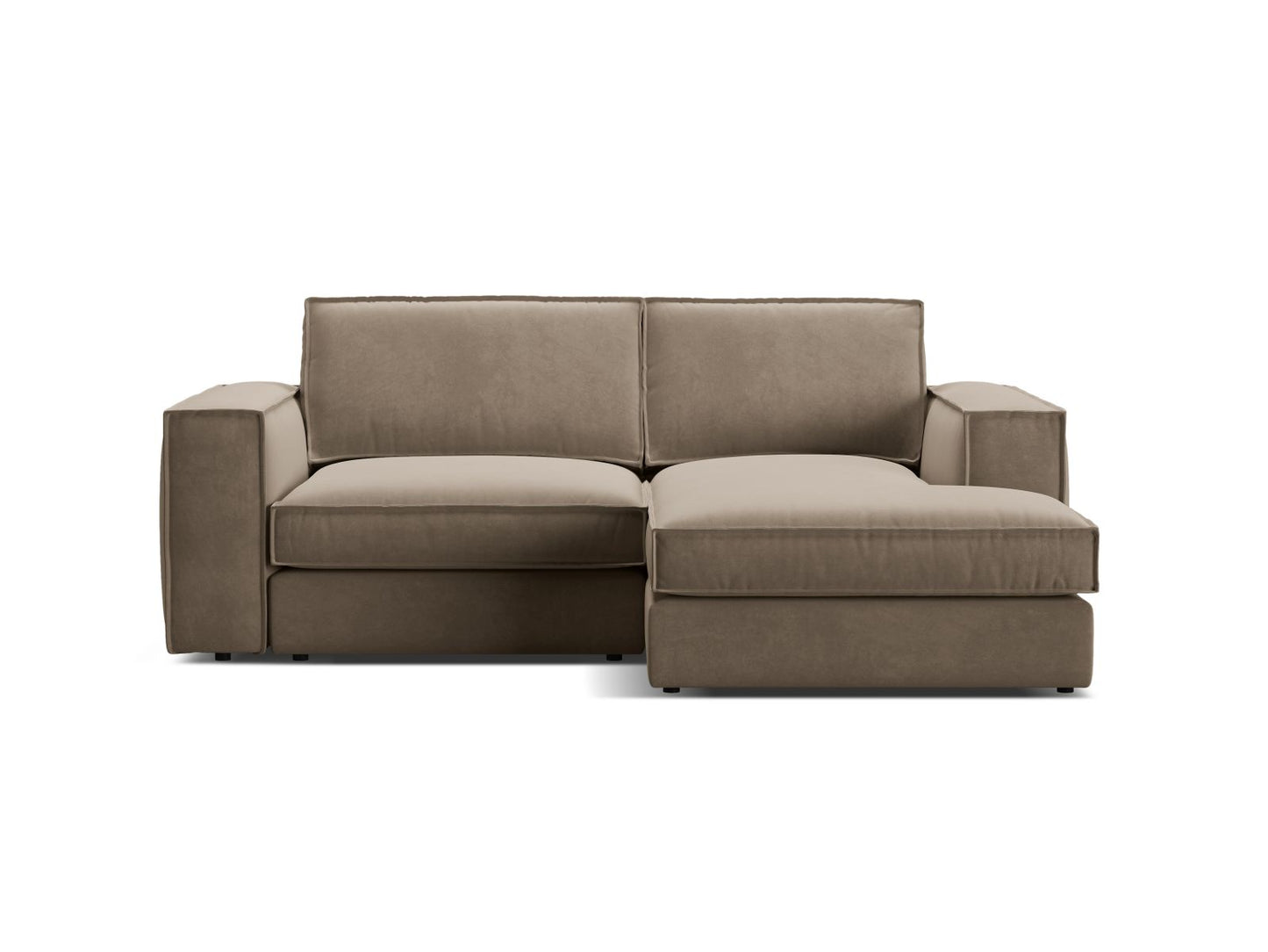 Pola — Corner Sofa Grey Brown (Salvador 3) Black Plastic Right