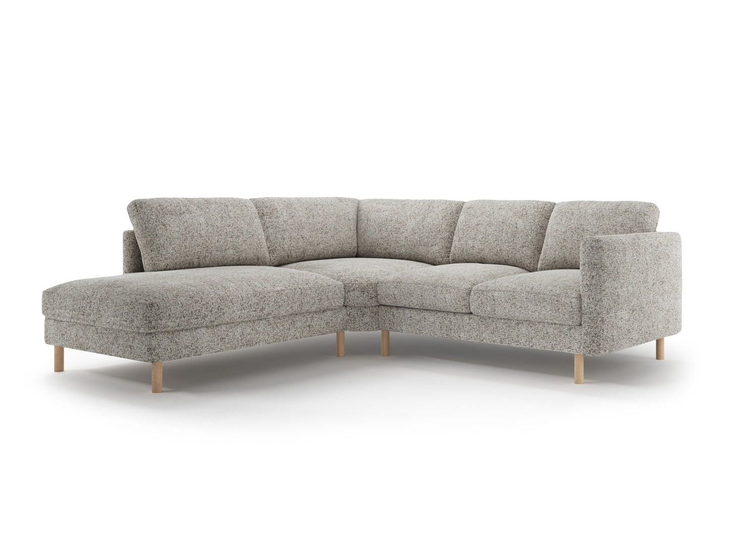Eden — Corner Sofa Beige Melange (Puente 06) Natural Oak Wood Left