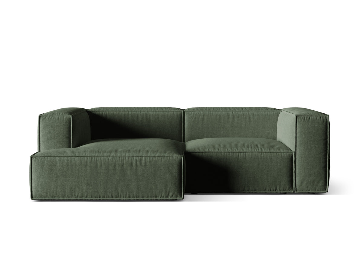 Nuria — Corner Sofa Moss Green (Liberty 12) Black Plastic Left