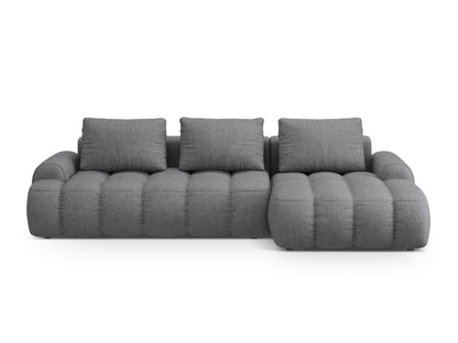 Linz — Corner Sofa Grey (Sorella 89) Black Plastic Right