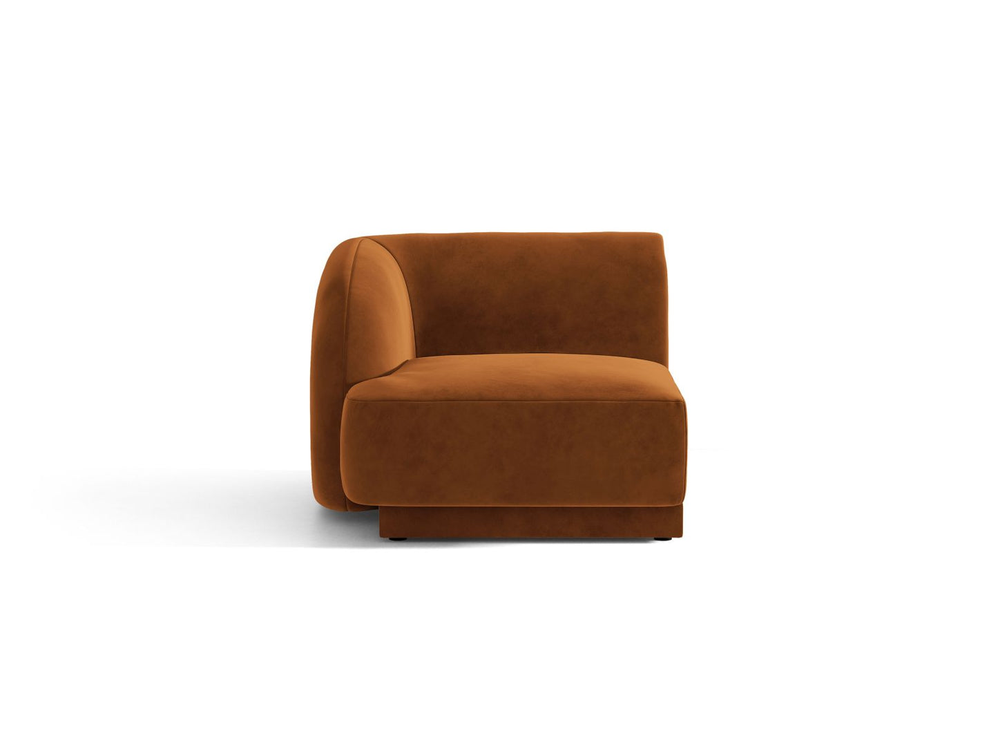 Miley — Modular Sofa Terracotta (Bluvel 4215) Black Plastic Left