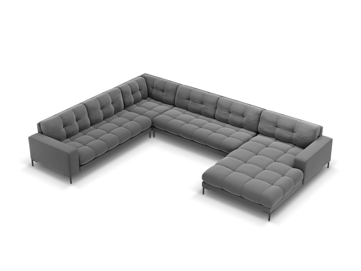 Mamaia — Panoramic Sofa Light Grey (Bluvel 13) Black Metal Left