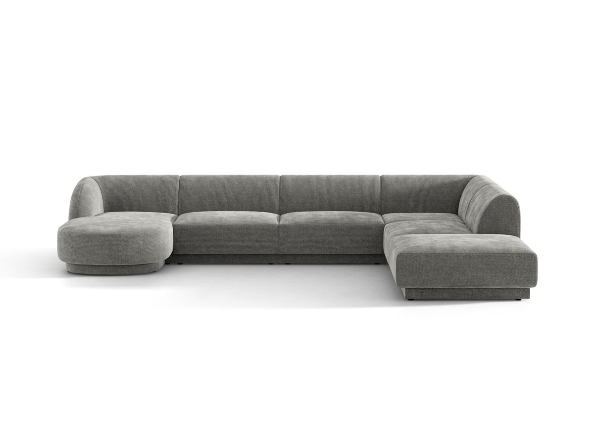 Miley — Panoramic Sofa Light Grey (Eden 18 Grey) Black Plastic Right