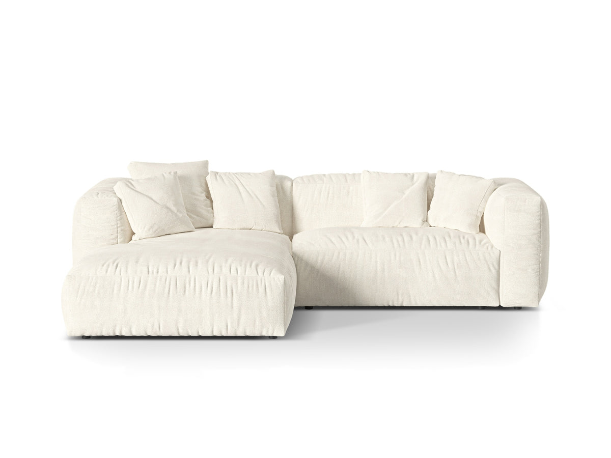 Martina — Corner Sofa Ivory (Monet Nata) Black Plastic Left