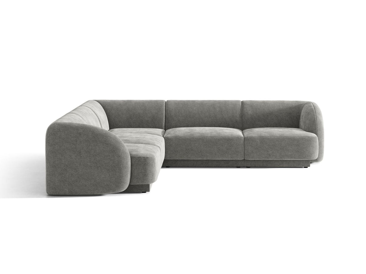 Miley — Corner Sofa Light Grey (Eden 18 Grey) Black Plastic
