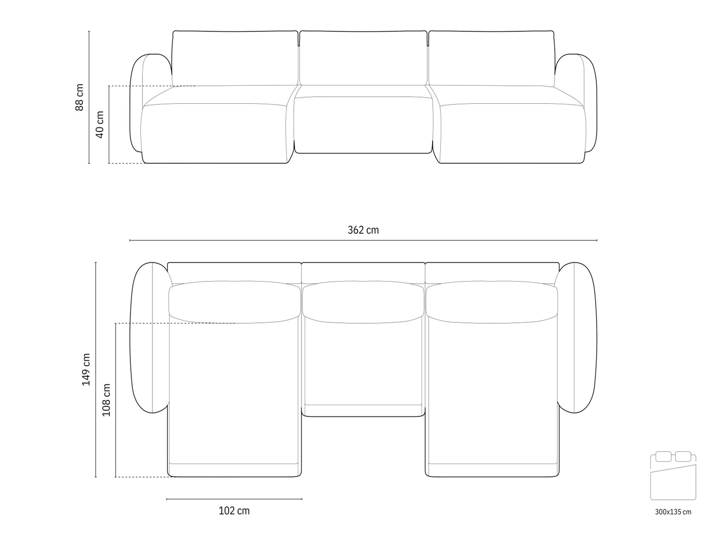 Tonale — Panoramic Sofa (362x149x88 cm)