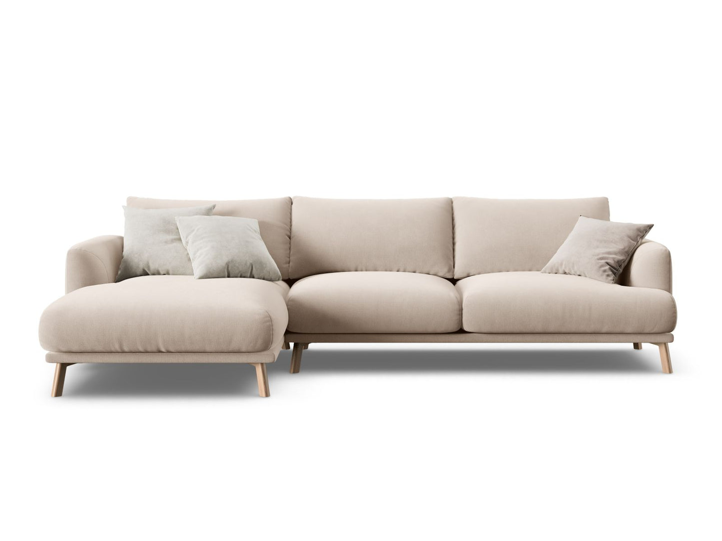 Naomi — Corner Sofa Beige (Salvador 1) Wood Left