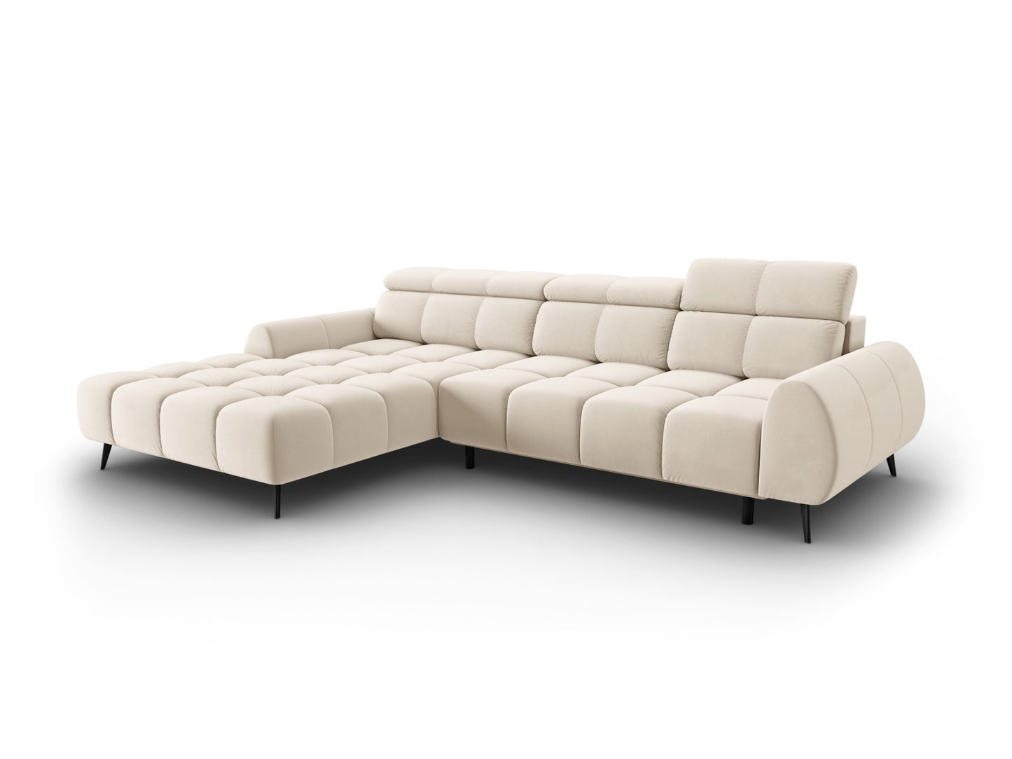 Alyse — Corner Sofa Light Beige (Bluvel 22) Black Metal Left
