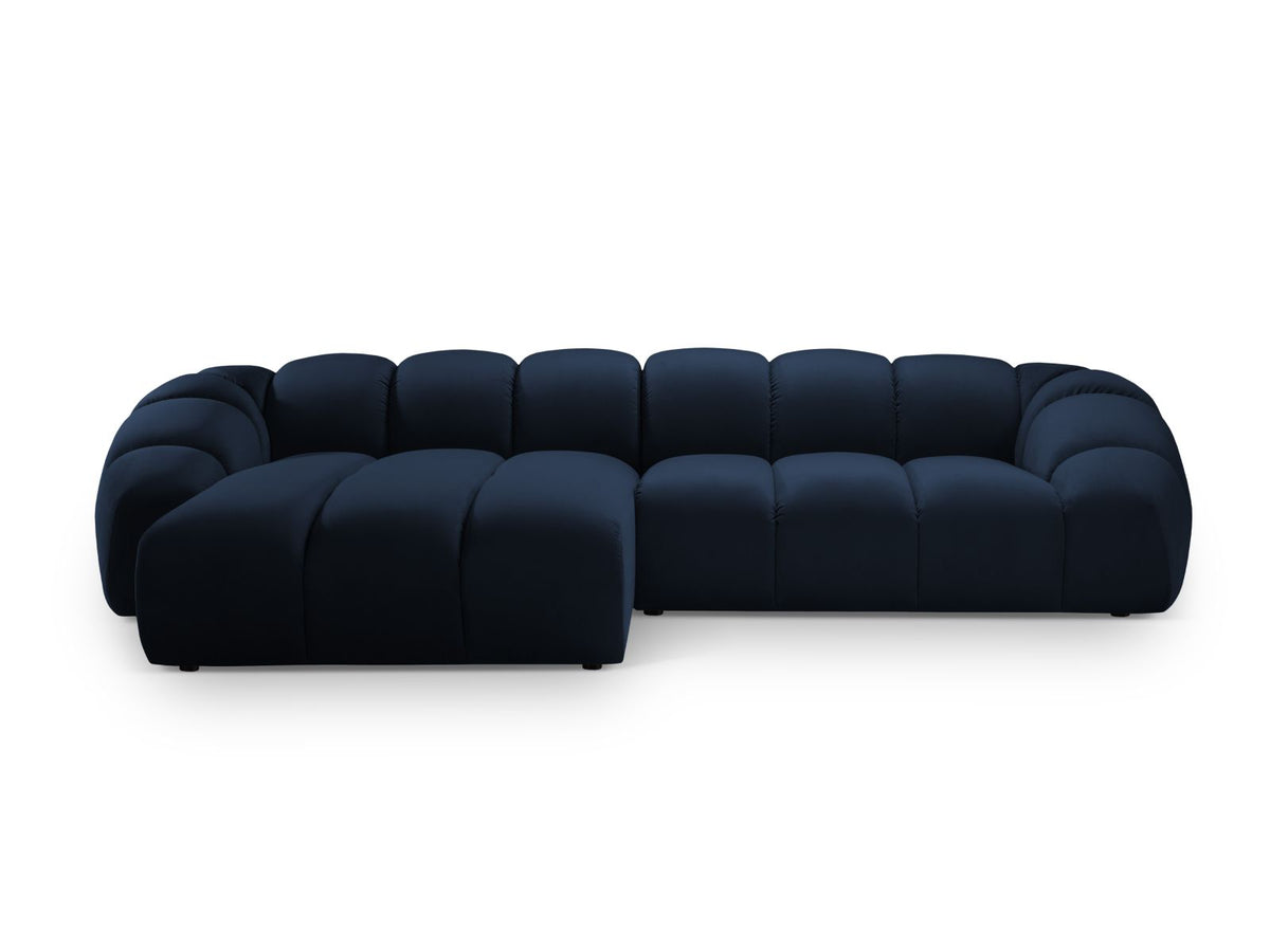 Diana — Corner Sofa Royal Blue (Salvador 5) Black Plastic Left