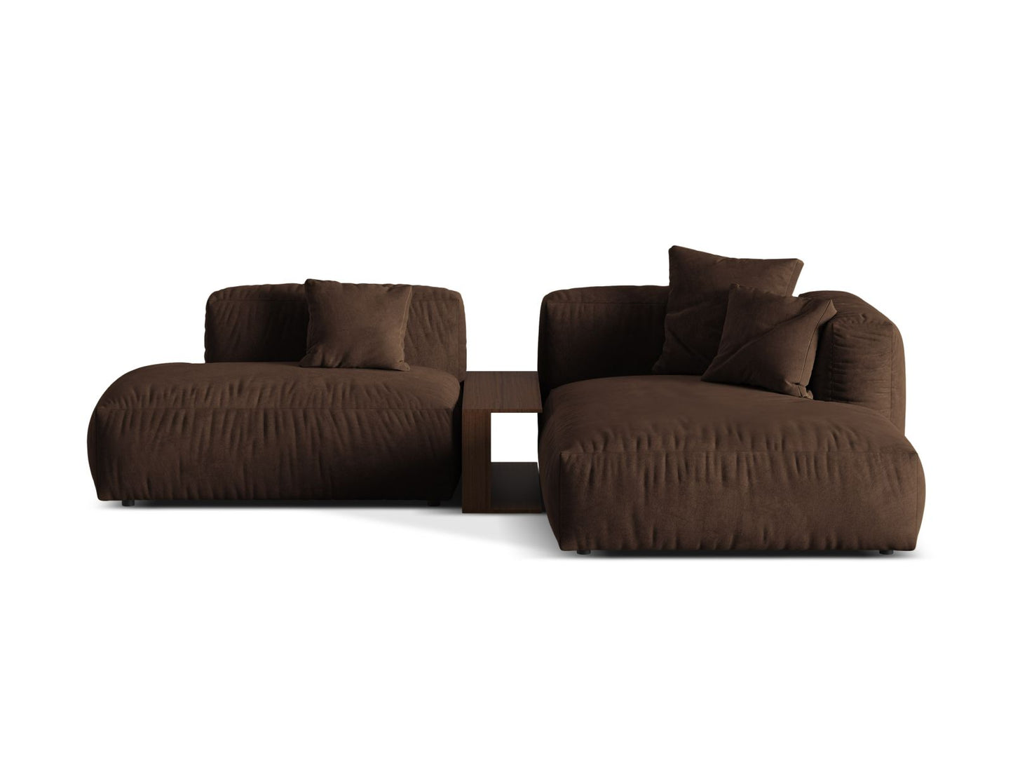 Martina — Corner Sofa Chocolate (Vogue 6) Black Plastic Right