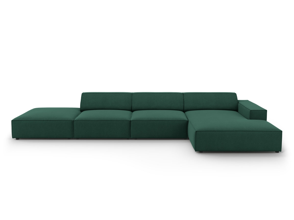 Jodie — Corner Sofa Green (Megan 359) Black Plastic Right