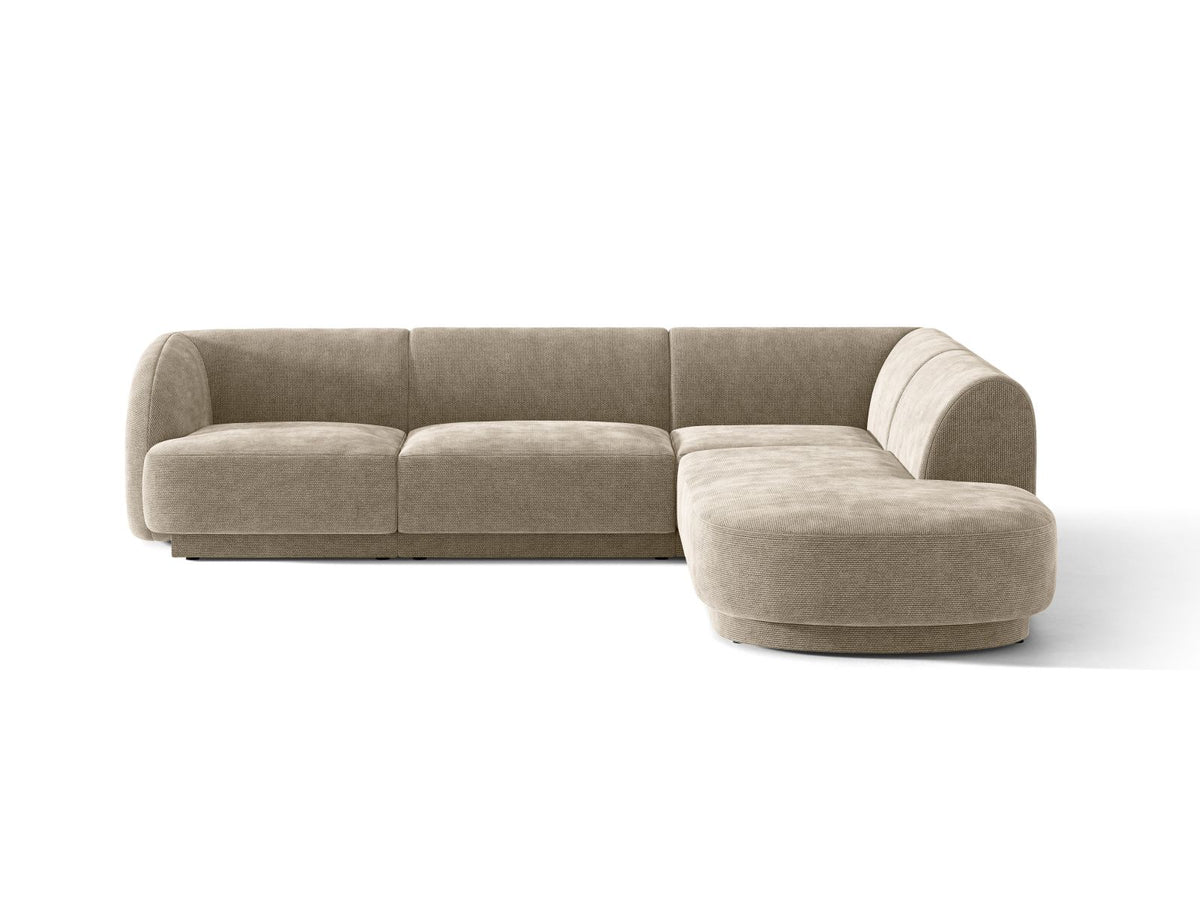 Miley — Corner Sofa Beige (Haga 30) Black Plastic Right