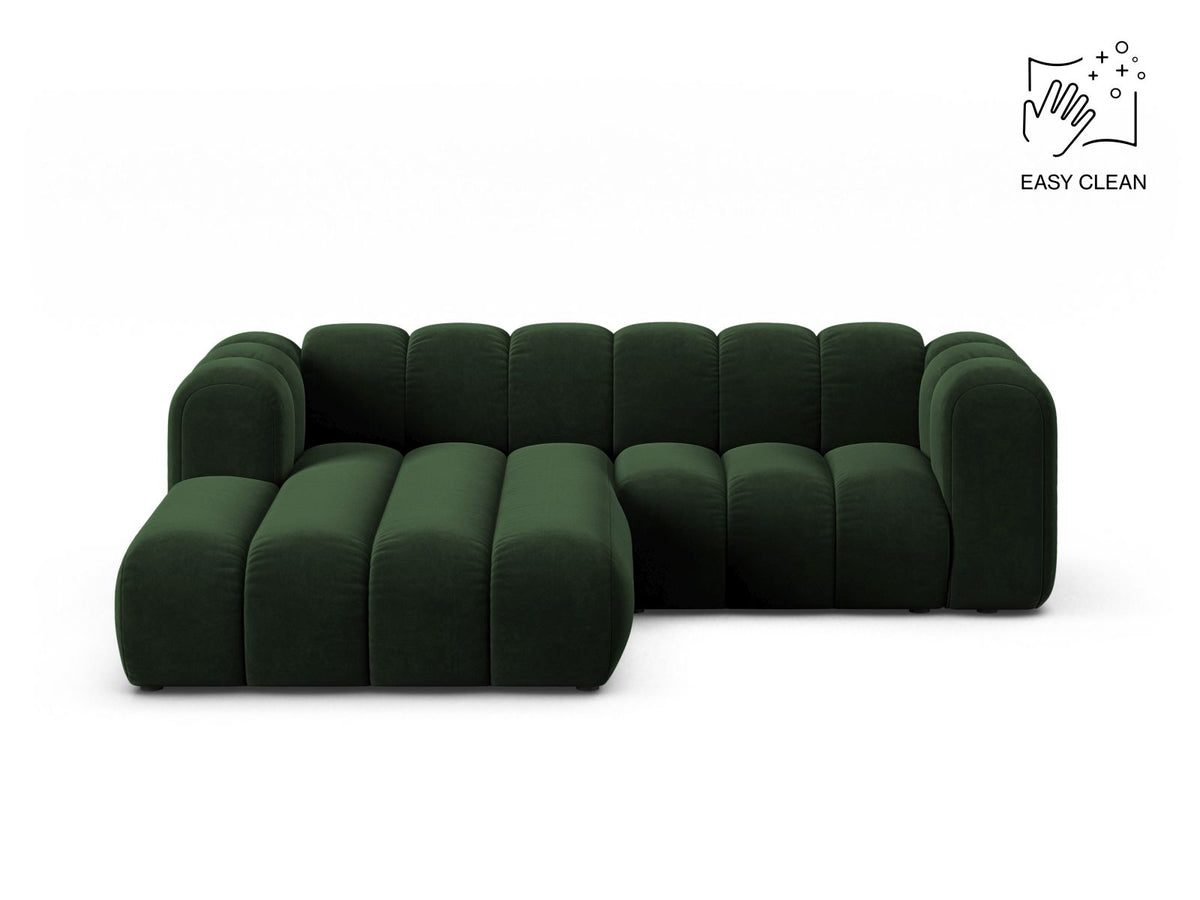 Lupine — Corner Sofa Bottle Green (Venus 2940) Black Plastic Left