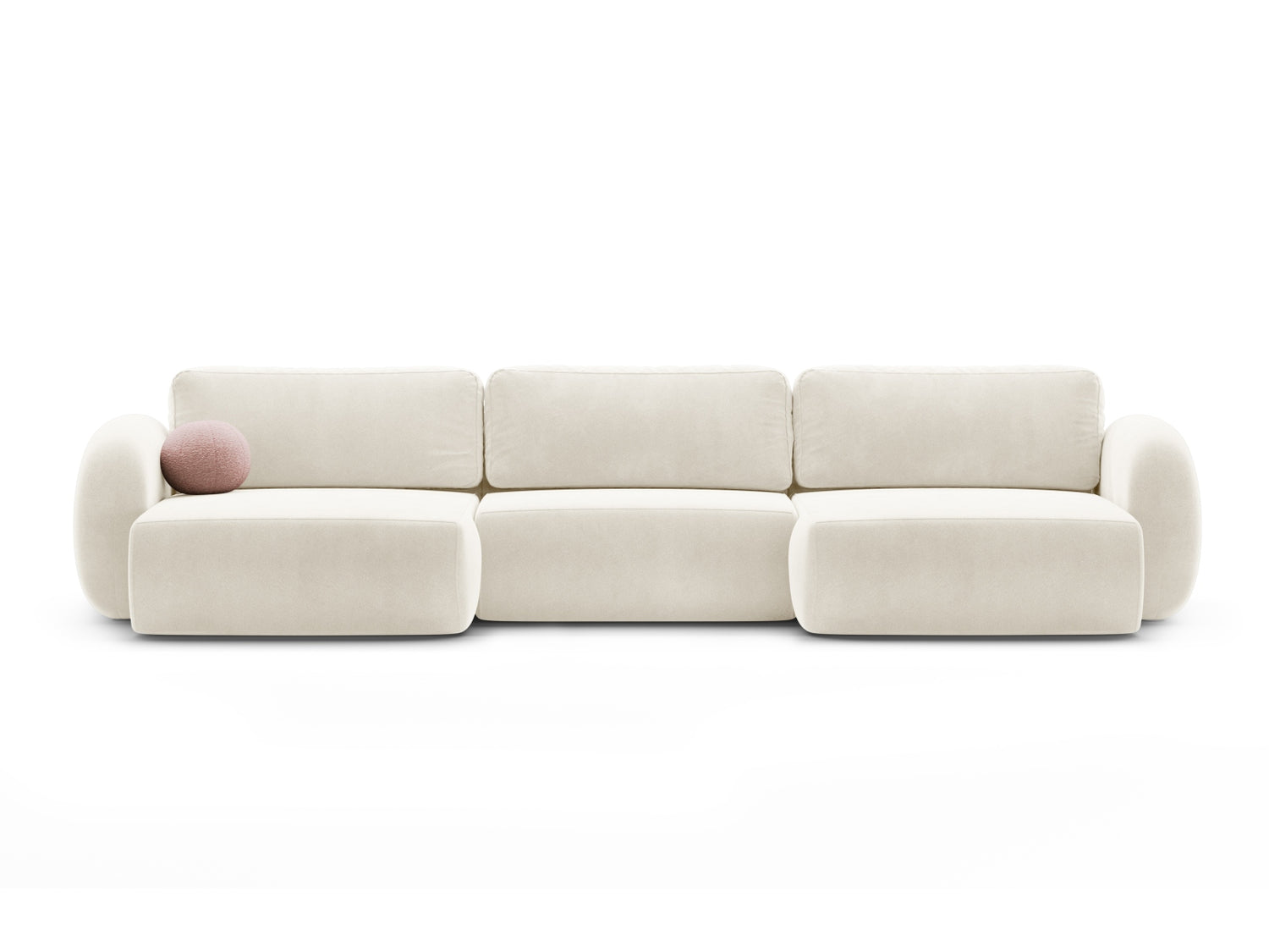 Tonale — Panoramic diivan, värv: Ivory (Magic Velvet 2256), must plastik, paremal