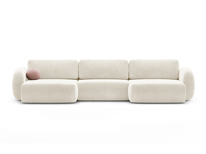 Tonale — Panoramic diivan, värv: Ivory (Magic Velvet 2256), must plastik, paremal