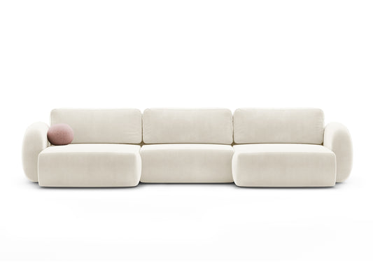 Tonale — Panoramic diivan, värv: Ivory (Magic Velvet 2256), must plastik, paremal