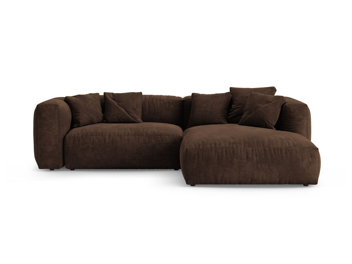 Martina — Corner Sofa Chocolate (Vogue 6) Black Plastic Right