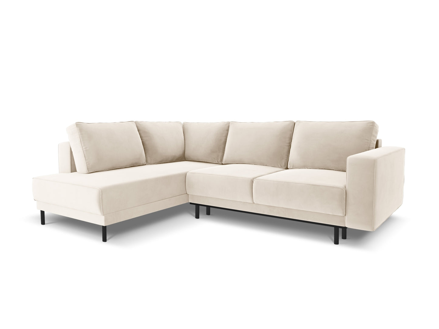 Caro — Corner Sofa Light Beige (Bluvel 22) Black Beech Wood Left