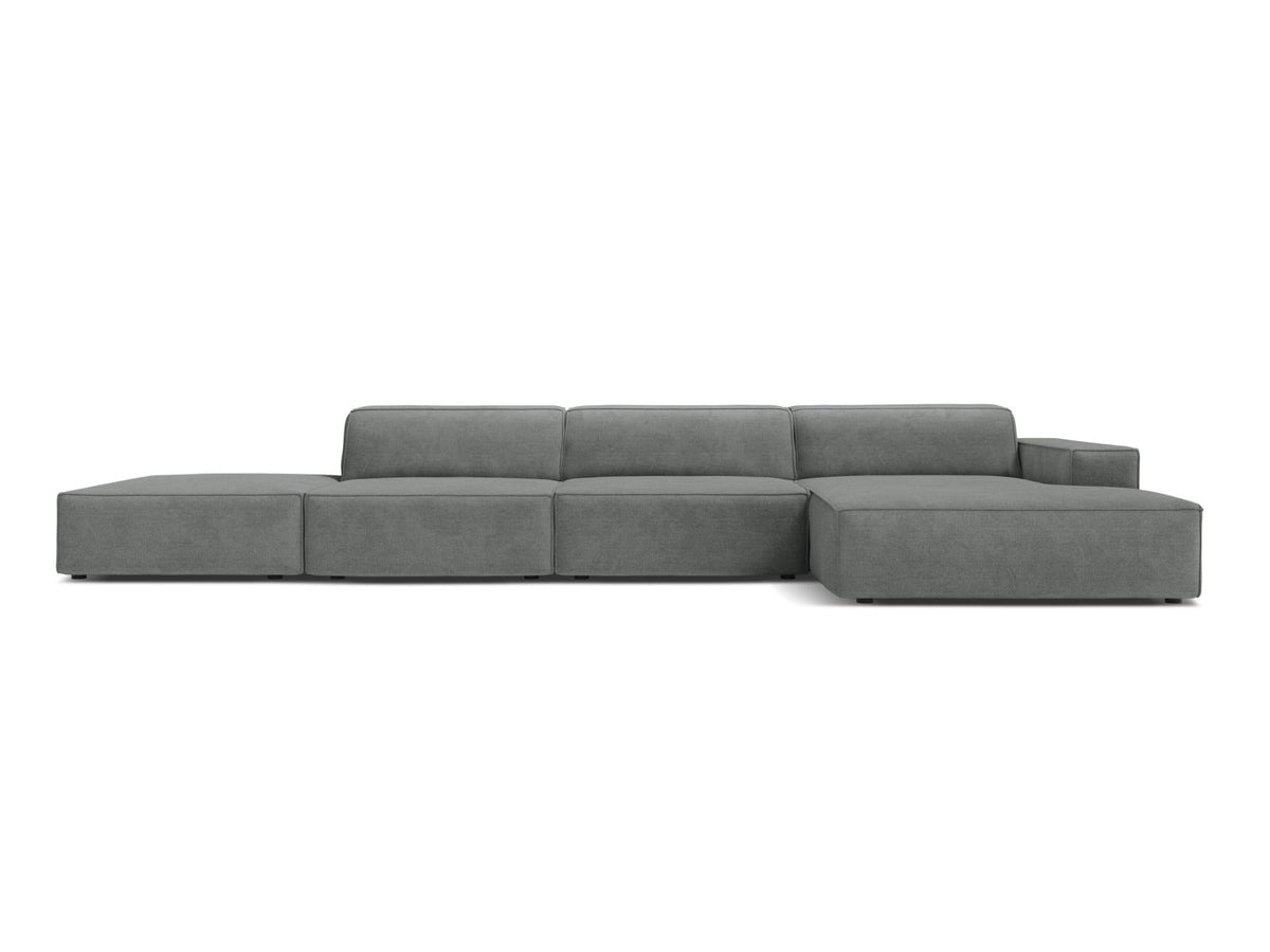 Jodie — Corner Sofa Grey (Liberty 20) Black Plastic Right