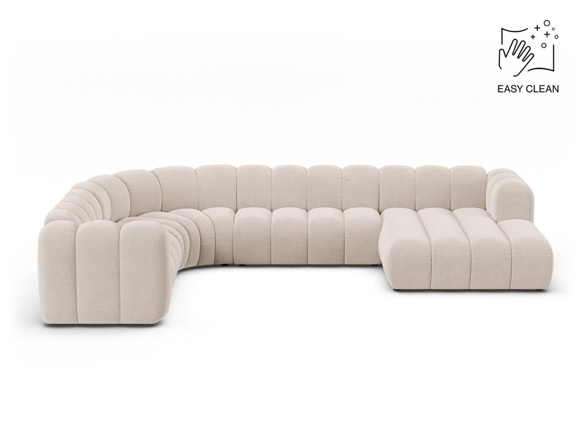 Lupine — Panoramic Sofa Light Beige (Venus 2927) Black Plastic Left