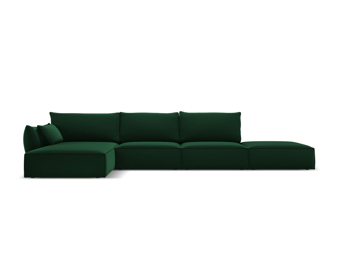 Kaelle — Corner Sofa Bottle Green (Bluvel 78) Black Plastic Left