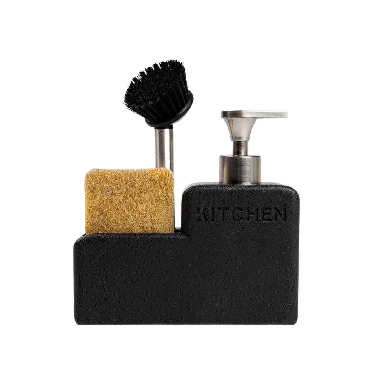 DOSSE Black Kitchen Dispenser with Brush and Sponge Holder