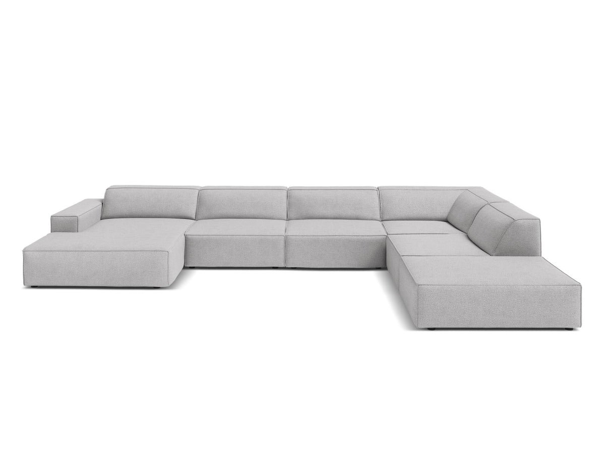 Jodie — Panoramic Sofa Light Grey (Baloo 2085) Black Plastic Right