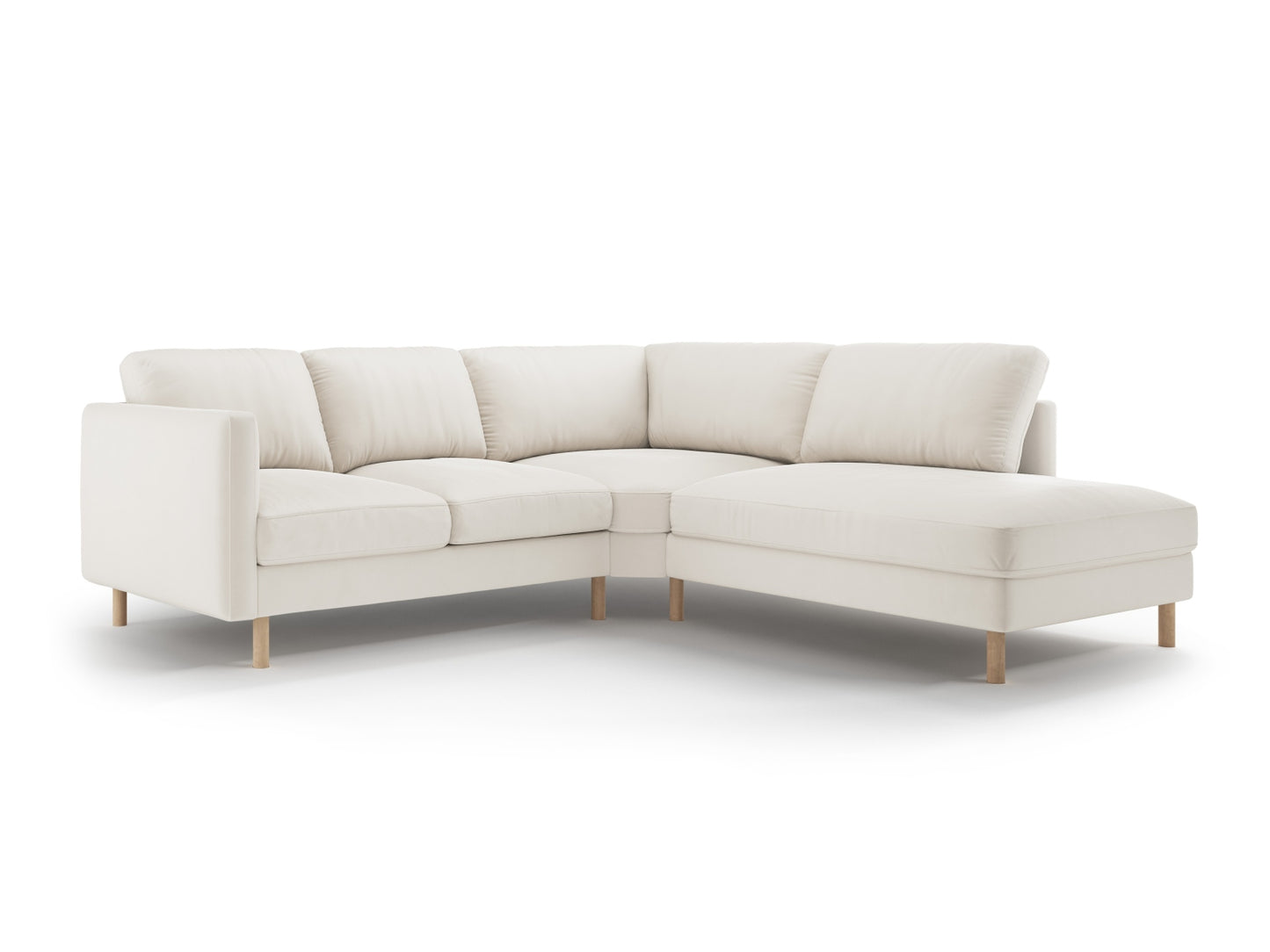 Eden — Corner Sofa Beige (Paris Cream) Natural Oak Wood Right