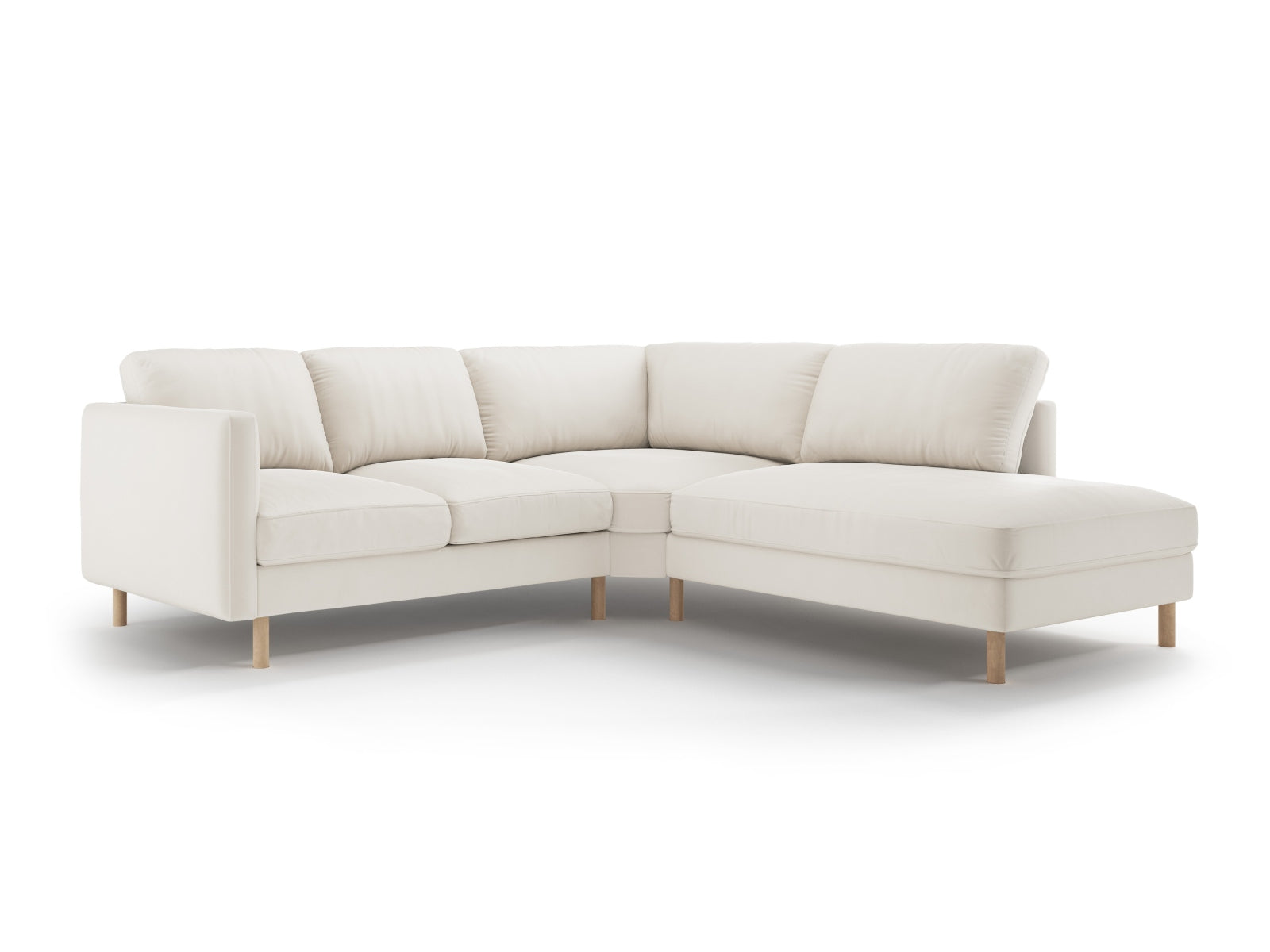 Eden — Corner Sofa Beige (Paris Cream) Natural Oak Wood Right