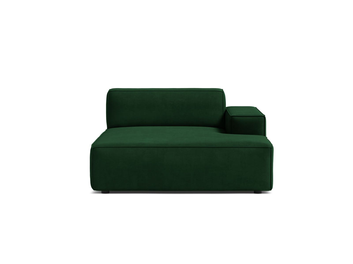 Jodie — Chaise Longue Bottle Green (Bluvel 78) Black Plastic Right