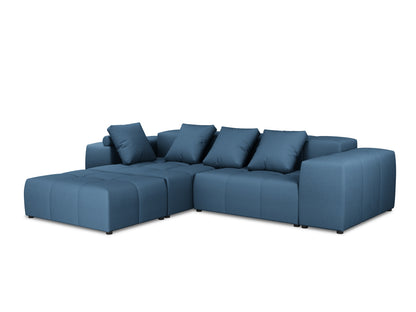 Rome — Corner Sofa Dark Blue (BABEL BLUE) Black Plastic Left