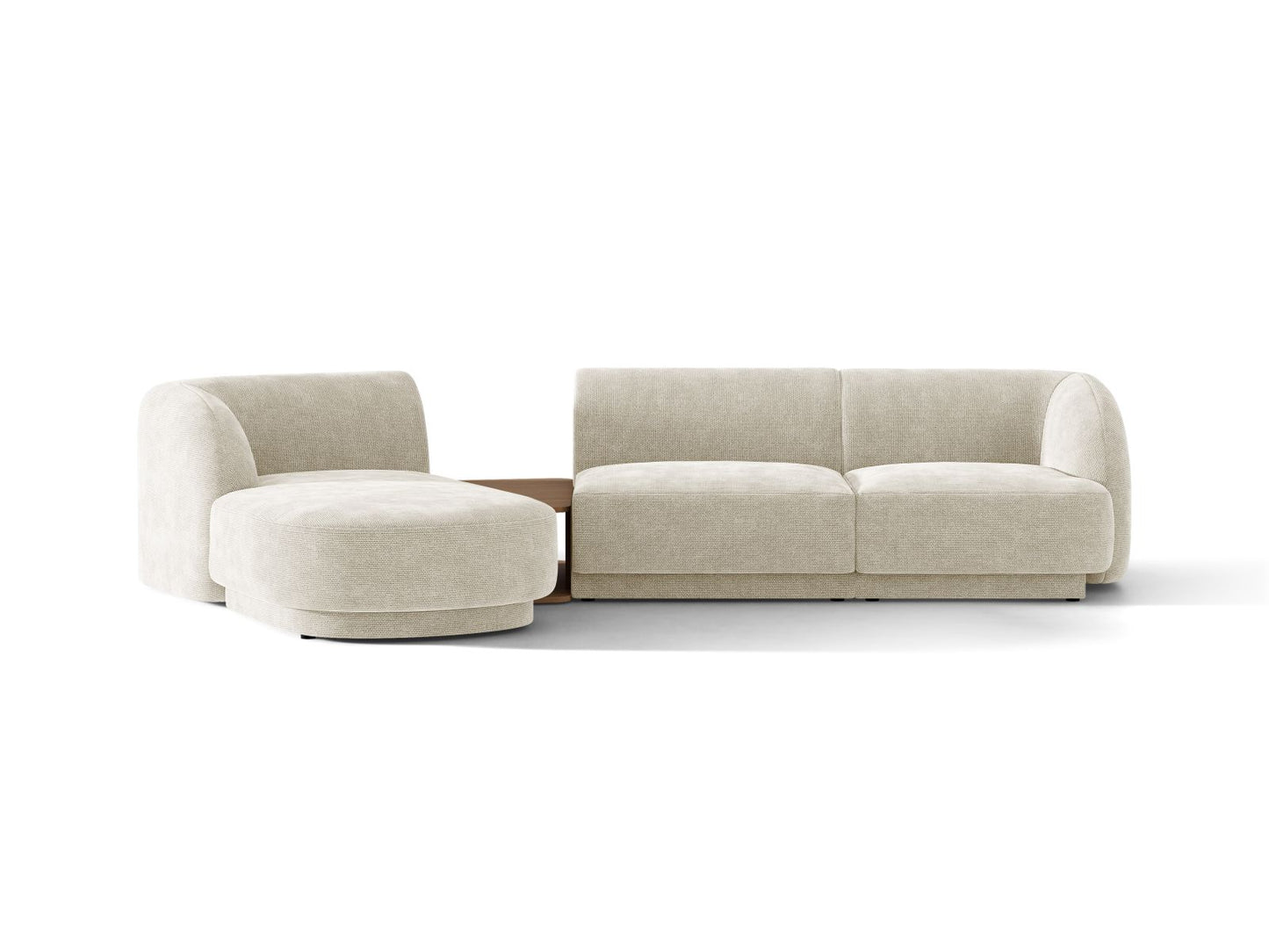 Miley — Sofa Light Beige (Eden 2 Pearl) Black Plastic Left