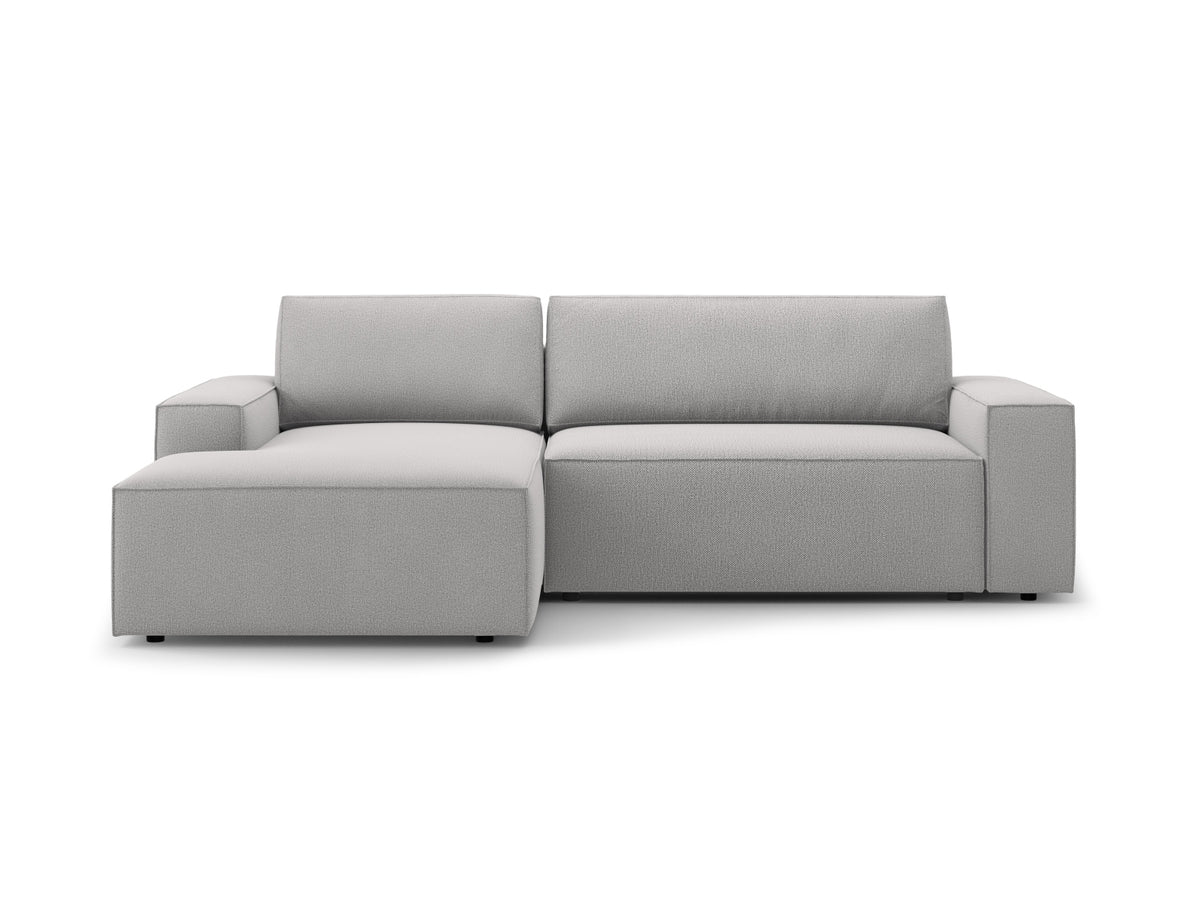 Jodie — Corner Sofa Light Grey (Megan 363) Black Plastic Left