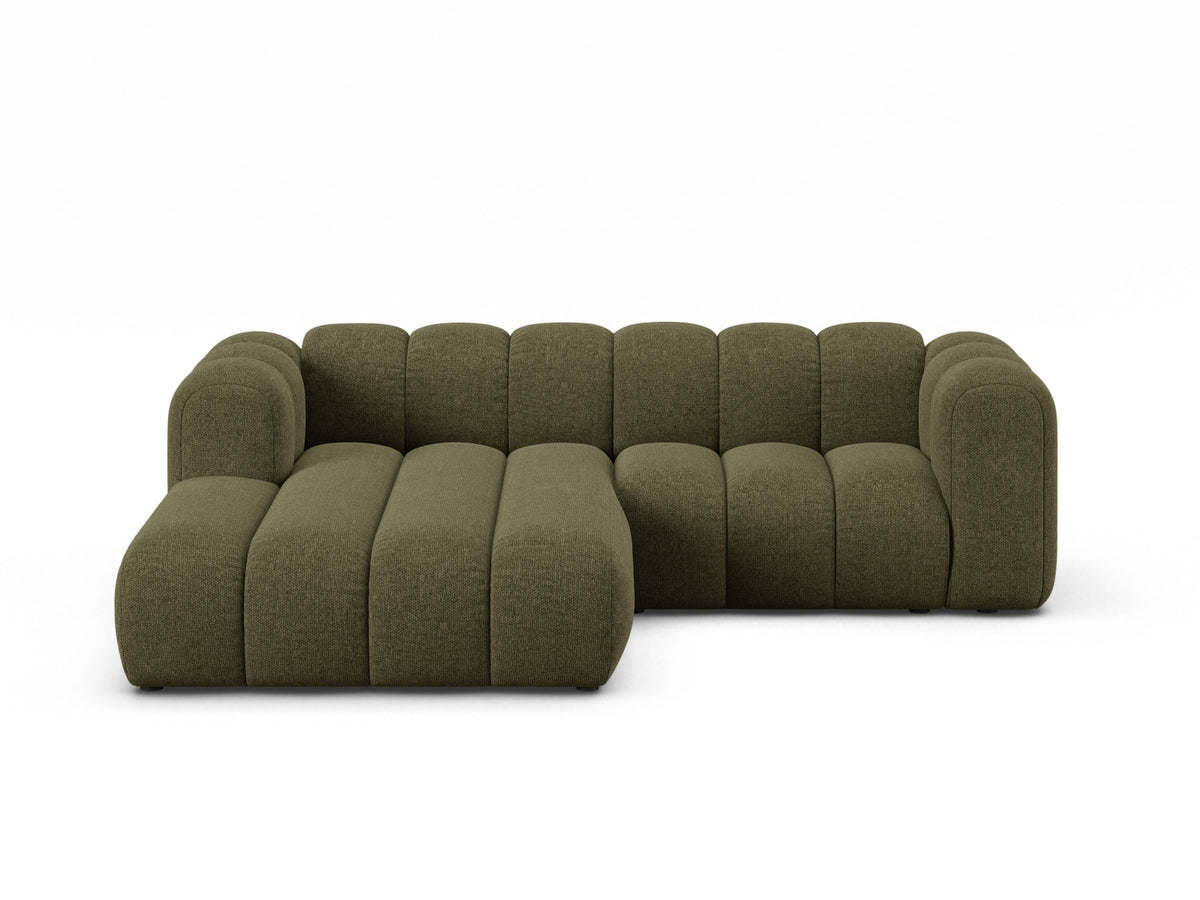 Lupine — Corner Sofa Green (Eden 12 Olive) Black Plastic Left
