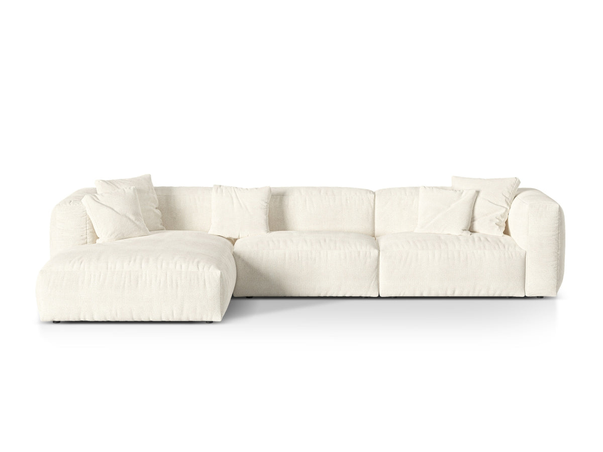 Martina — Corner Sofa Ivory (Monet Nata) Black Plastic Left