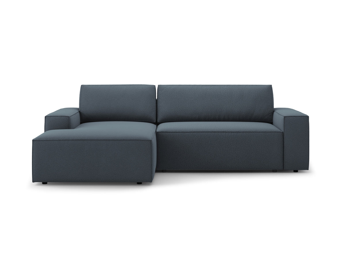 Jodie — Corner Sofa Blue (Megan 361) Black Plastic Left
