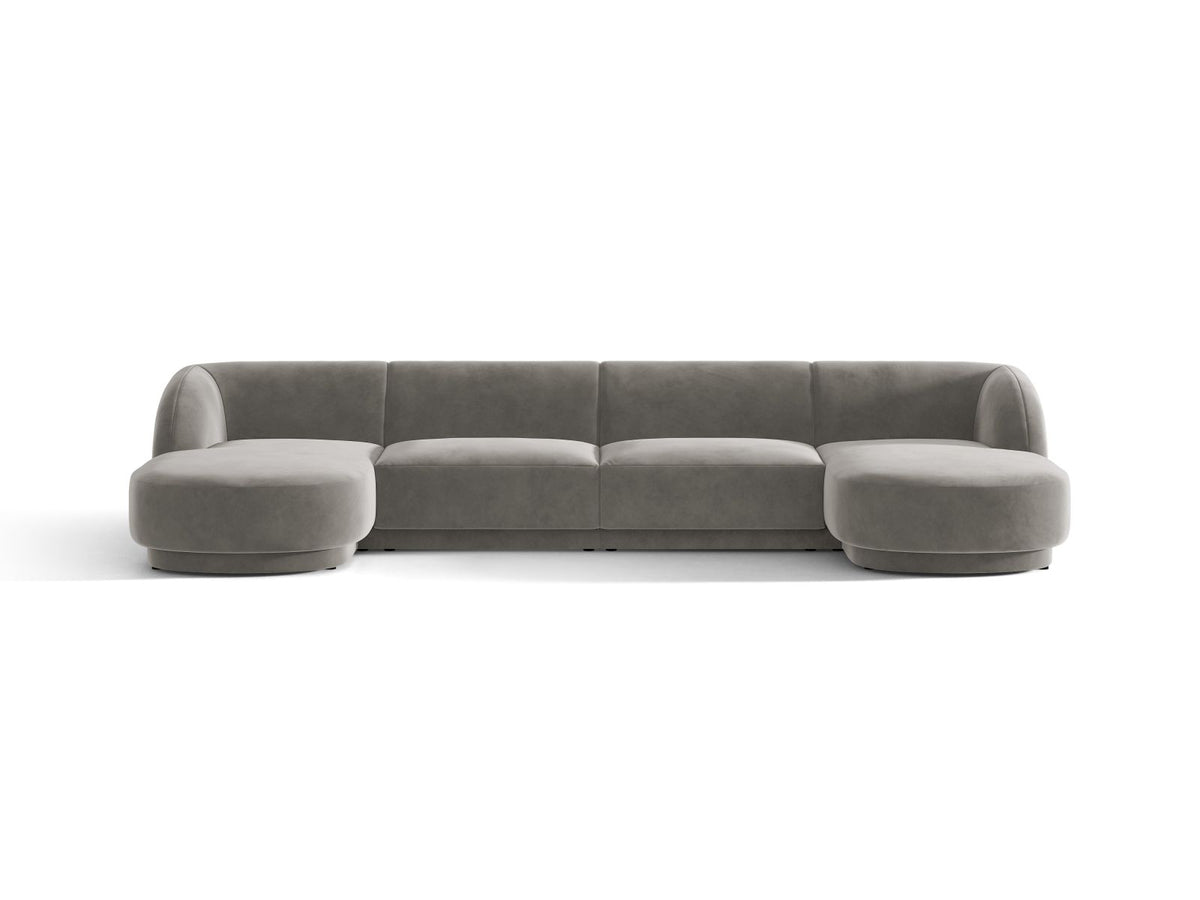 Miley — Panoramic Sofa Light Grey (Bluvel 13) Black Plastic