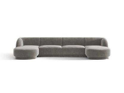 Miley — Panoramic Sofa Light Grey (Bluvel 13) Black Plastic