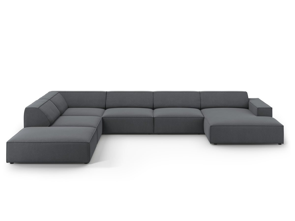 Jodie — Panoramic Sofa Dark Grey (Megan 367) Black Plastic Left