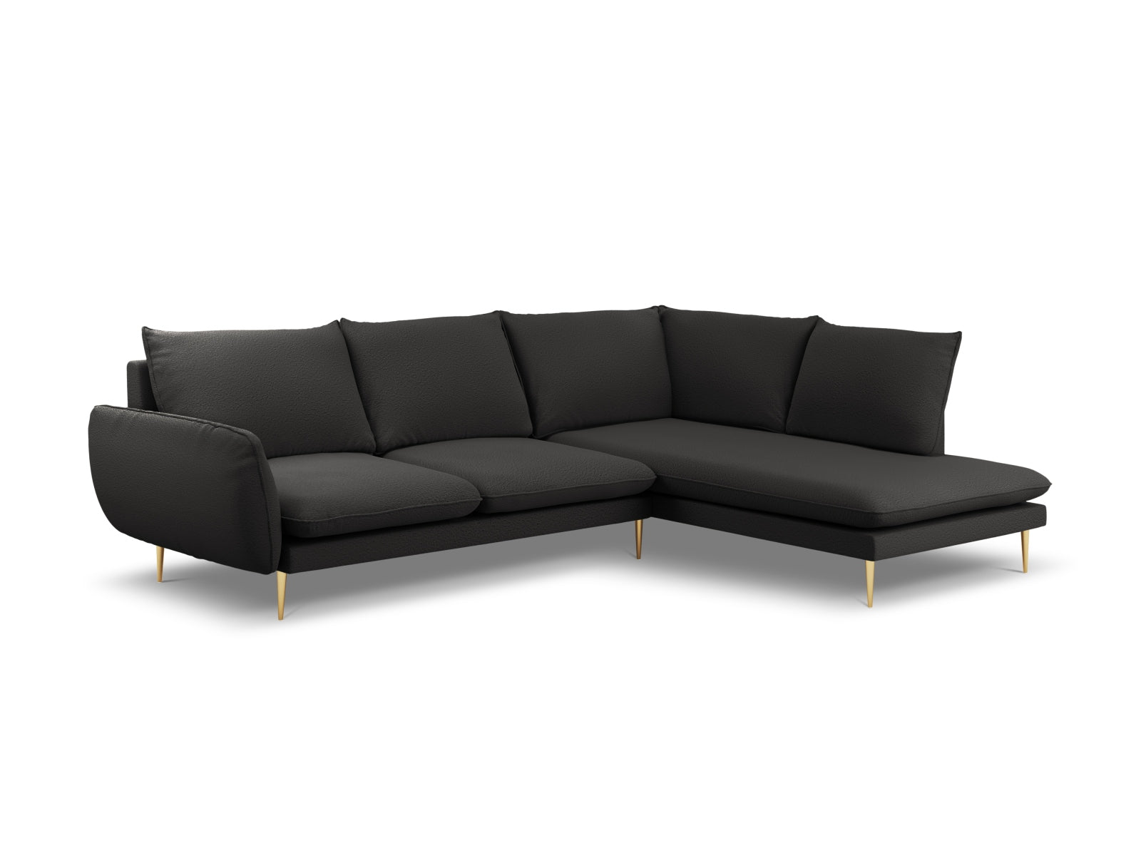 Vienna — nurgadiivan must (Ascot Black) kuldne metall vasak