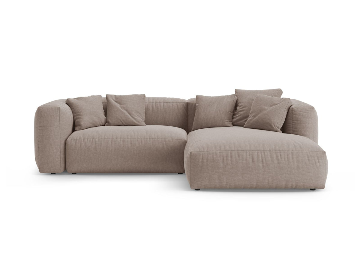 Martina — Corner Sofa Dark Beige (Boston Trufa) Black Plastic Right