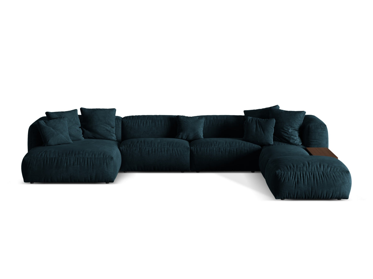 Martina — Panoramic Sofa Deep Petrol (Vogue 13) Black Plastic Right