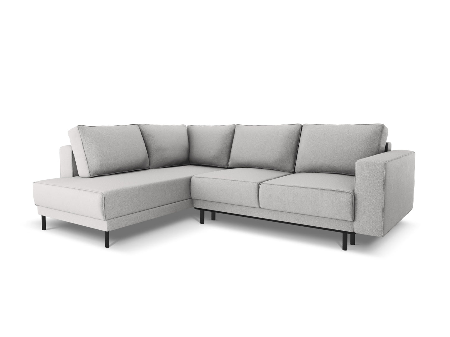 Caro — Corner Sofa Light Grey (Megan 363) Black Beech Wood Left