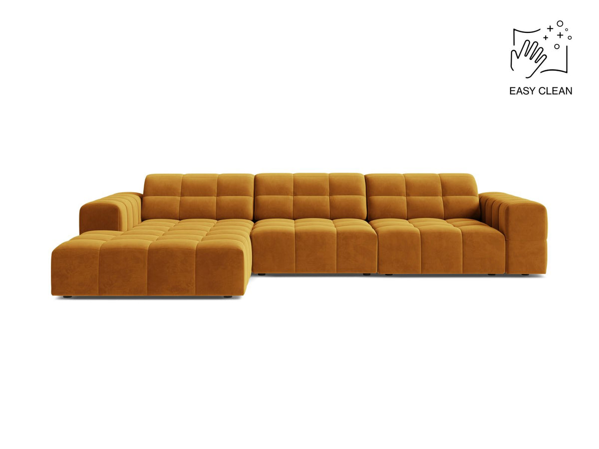 Jennifer — Corner Sofa Yellow (Venus 2917) Black Plastic Left